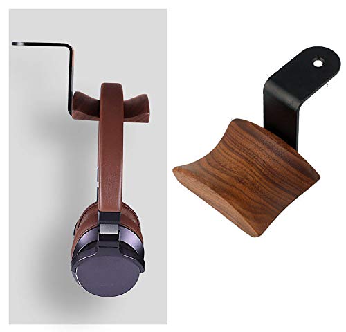 KiaoTime Headphone Hanger Holder - Walnut Wood Headset Stand, Universal Fit (Under-Desk Mount) - Image 3