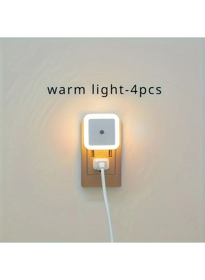 4PCS Smart LED Motion Sensor Night Light Warm White Dusk To Dawn For Bedroom - Image 1