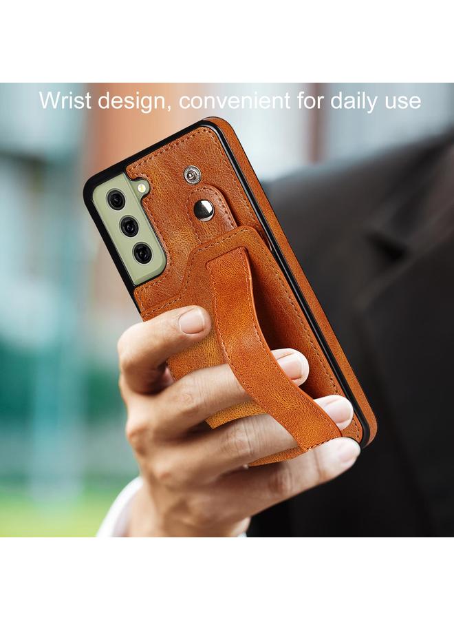 S-TOP Case For Samsung Galaxy S21 FE Crazy Horse Texture Shockproof TPU + PU Leather Case with Card Slot & Wrist Strap Holder - Image 2