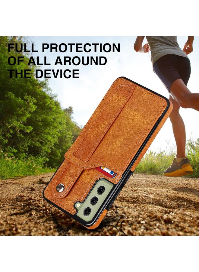 S-TOP Case For Samsung Galaxy S21 FE Crazy Horse Texture Shockproof TPU + PU Leather Case with Card Slot & Wrist Strap Holder - Image 5
