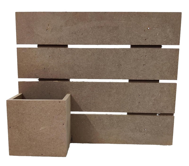 RIA Studio RIA Studio Decorative MDF Name Plate for Home Office Outdoor Entrance with 4 Row Strips Partial Planter Box for Artificial Plants Flowers 12x10 Inch  - Image 1