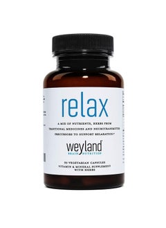 Weyland Brain Nutrition Relax - Natural Sleep Aid - GABA, L-Theanine, Valerian Root, 5-HTP, Lemon Balm - Calm Support, Stress Relief, Sleep Supplement -30 Vegetarian Capsules  - Image 1