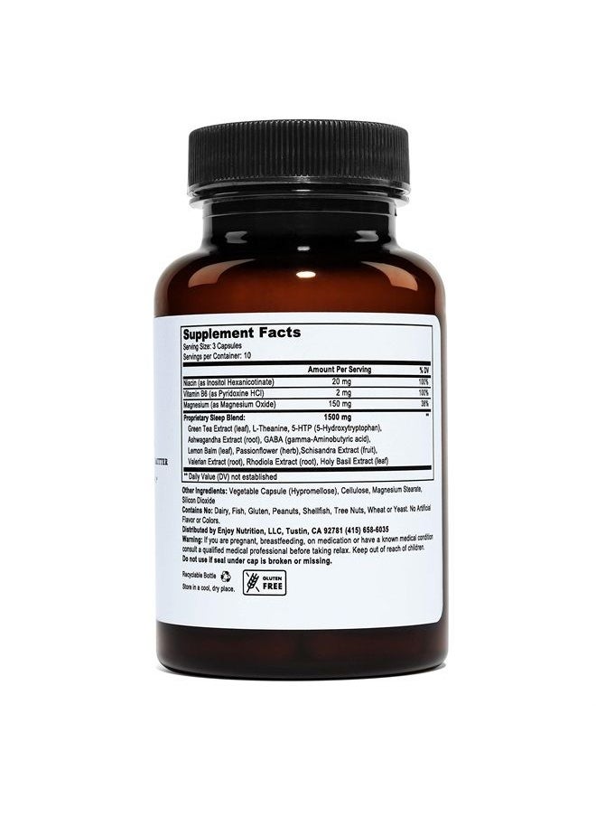 Weyland Brain Nutrition - Relax - Natural Sleep Aid - GABA, L-Theanine, Valerian Root, 5-HTP, Lemon Balm - Calm Support, Stress Relief, Sleep Supplement -30 Vegetarian Capsules - Image 1