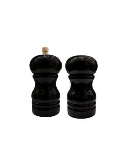 Generic Liying Black Wooden Salt and Pepper Mills, 12cm x 5cm, Set of 2, Manual Grinder  - Image 1