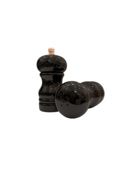 Generic Liying Black Wooden Salt and Pepper Mills, 12cm x 5cm, Set of 2, Manual Grinder  - Image 2