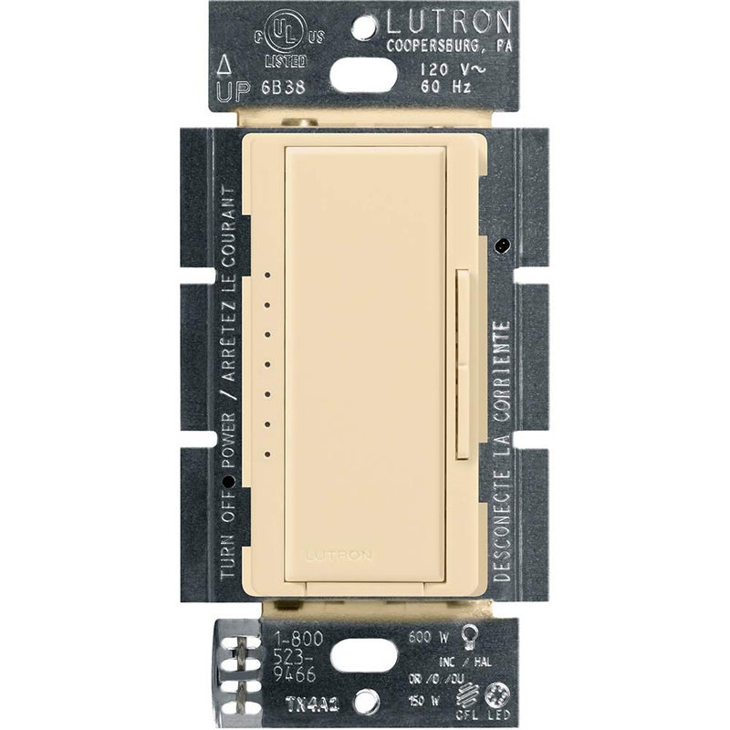 Lutron Maestro LED+ Dimmer Switch for Dimmable LED, Halogen and Incandescent Bulbs, 150W/Single-Pole or Multi-Location, MACL-153M-IV, Ivory - Image 2