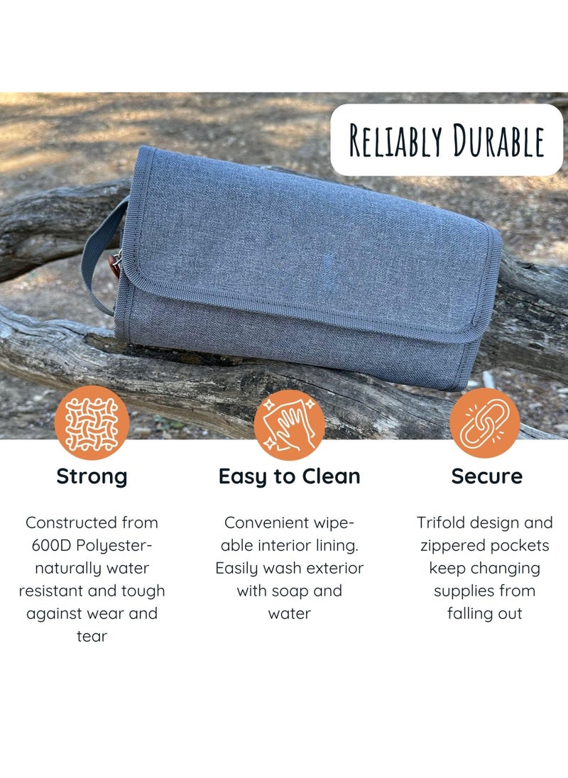 Diaper Clutch Trifold Compact Diaper Bag and Hanging Baby Toiletry Bag Portable Handheld Baby Diaper Changing Kit - Image 3