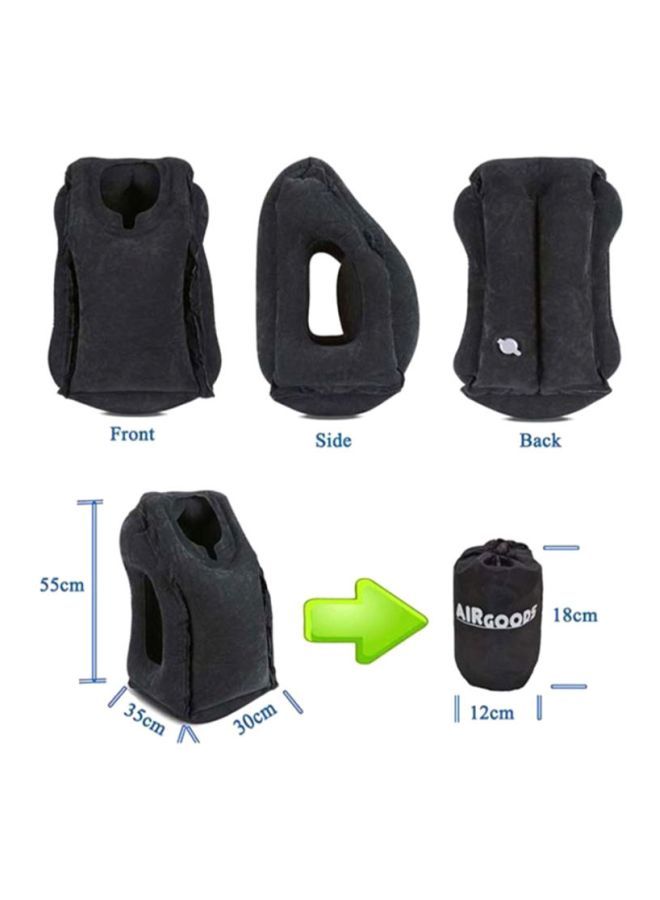 Multifunctional Inflatable Travel Pillow PVC Black 55x35cm - Image 2
