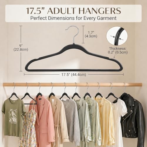 SMARTOR Plastic Hangers 50 Pack, Heavy Duty Plastic Hangers for Clothes - Non-Velvet Slim Hangers with 360° Swivel Hook & Clothes Thin Hanger - Durable Coat Hangars, Space Saving Hanger - Black - Image 5