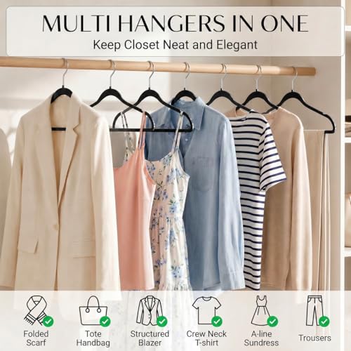 SMARTOR Plastic Hangers 50 Pack, Heavy Duty Plastic Hangers for Clothes - Non-Velvet Slim Hangers with 360° Swivel Hook & Clothes Thin Hanger - Durable Coat Hangars, Space Saving Hanger - Black - Image 2