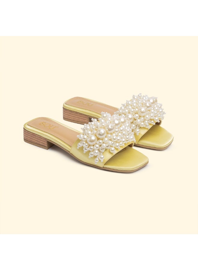 BOU SIRENA PEARL SLIDES - Lemon Glaze - Image 1