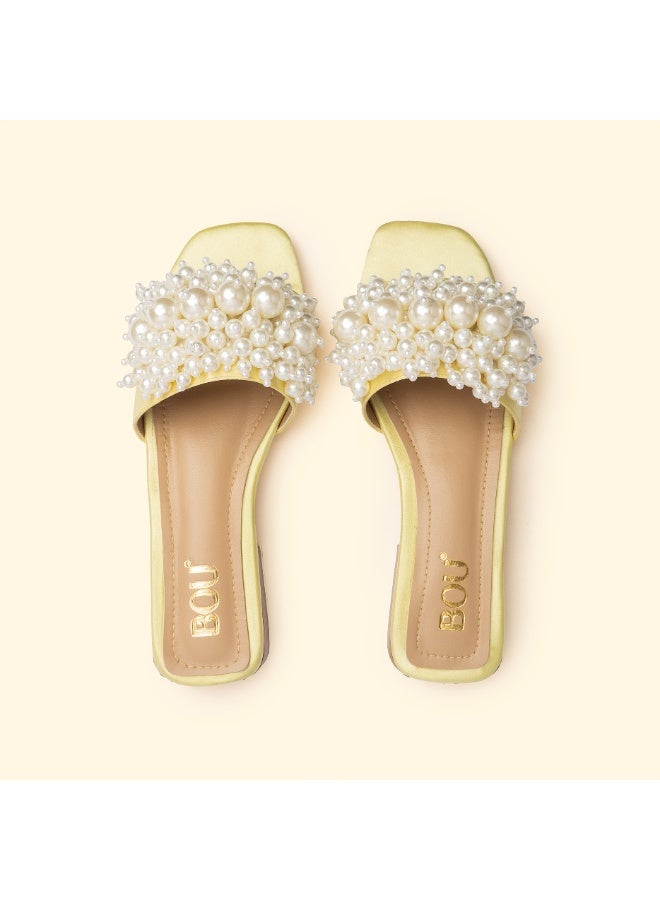 BOU SIRENA PEARL SLIDES - Lemon Glaze - Image 2