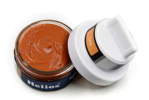 Helios Unisex's Glass Jar with Applicator Classic Leather Nourishment and Shoe Polish Cream-Tan With shoe Brush - Image 3