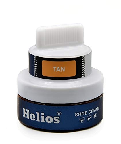 Helios Unisex's Glass Jar with Applicator Classic Leather Nourishment and Shoe Polish Cream-Tan With shoe Brush - Image 2