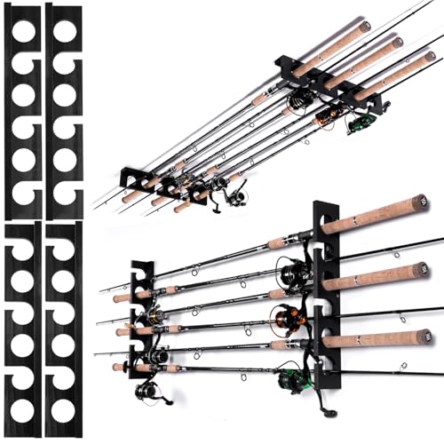 Ghosthorn Fishing Pole Rod Racks Wall or Ceiling Mounted Fishing Pole Rod Holders for Garage Storage Organizer Fishing Gear Equipment for Men Women - Image 1