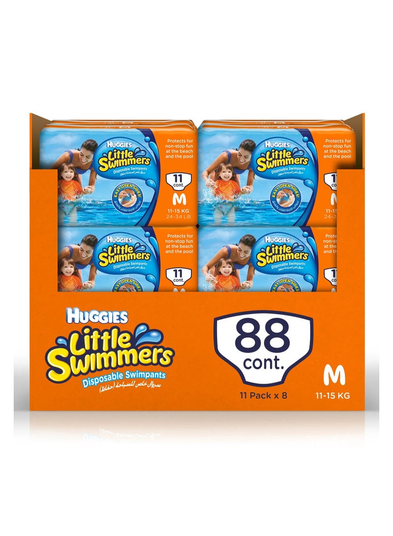 Huggies Little Swimmer Medium Swim Diapers, 8-Pack, 88 Pieces, Leak Protection, 11-15 Kg, Comfort-Fit