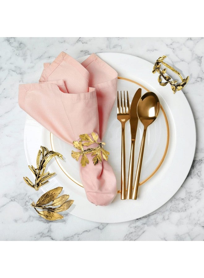 Cunhill Cunhill 8 Pieces Herb Napkin Rings Set Vintage Leaf Napkin Holders Rings Glossy Holder Adornment Metal Table for Graduation Holidays Wedding Graduation Party Decor Everyday Use(Gold)  - Image 3