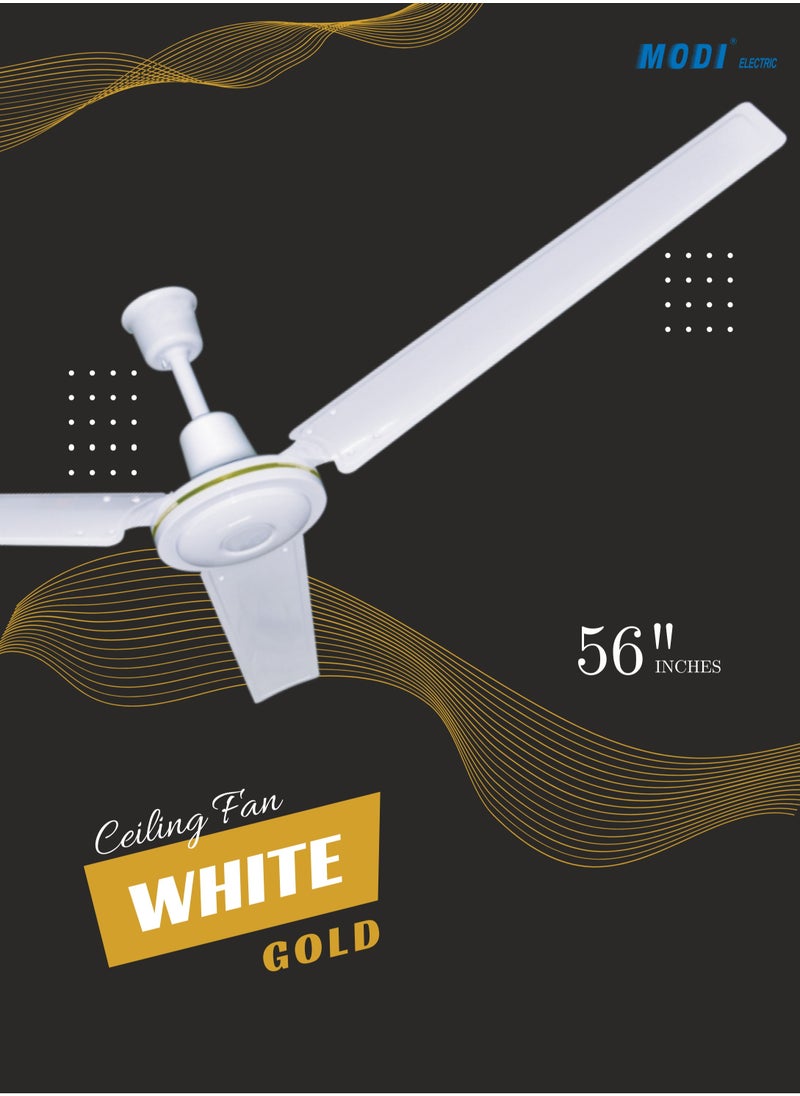 MODI MODI 56 Inch 3-Blade Indoor Ceiling Fan with 5-Speed Remote Control, White Metal Finish, Quiet Motor - Ideal for Home, Office, Bedroom  - Image 3