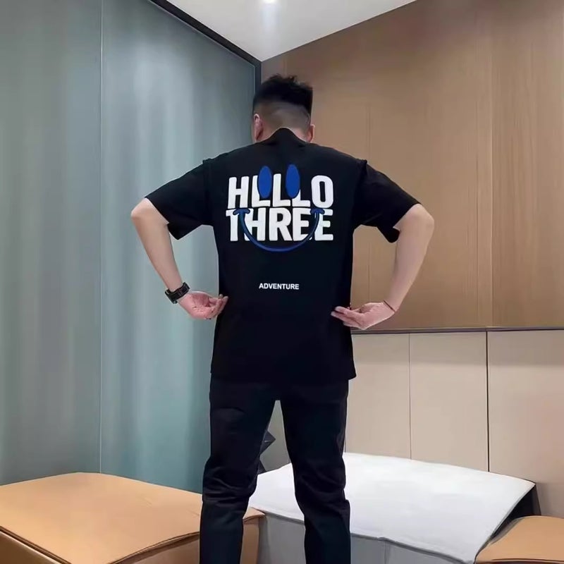 Arrival Men'S All-Match Simple Light Mature Letter Printed Short-Sleeved T-Shirt Korean Fashionable Half-Sleeved Simple Top 1 - Image 2