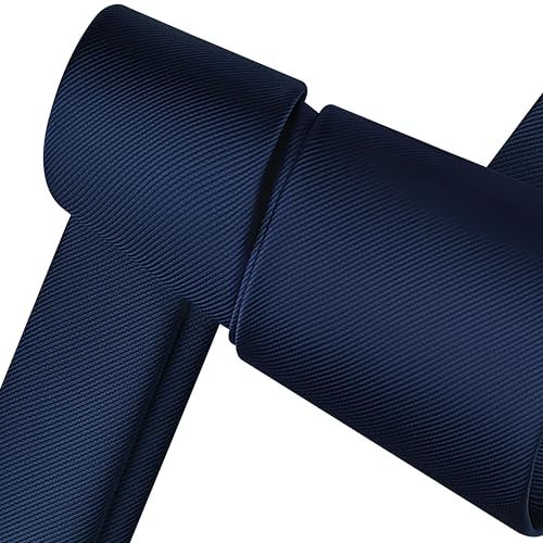 Branduce Solid Navy Blue Tie for Men Wedding Business Silk Woven Plain Dark Blue Necktie (TA02-03) - Image 5