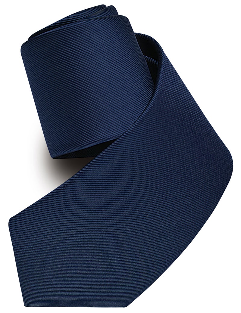Branduce Solid Navy Blue Tie for Men Wedding Business Silk Woven Plain Dark Blue Necktie (TA02-03) - Image 4
