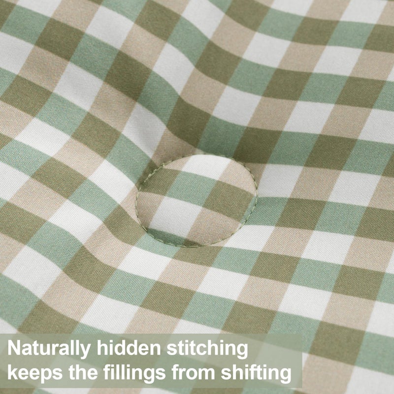 SunNewt Queen Comforter Set, Modern Plaid Checkered Bedding, Green Gingham Brown Grid Bed Comforter, Soft Fluffy Breathable Farmhouse Dorm Bedding, All Seasons 3 Piece Set - Image 3