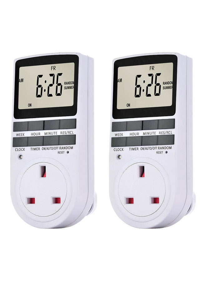 Loquat 2-Piece Digital Plug-In Timer Socket Set White - Image 1