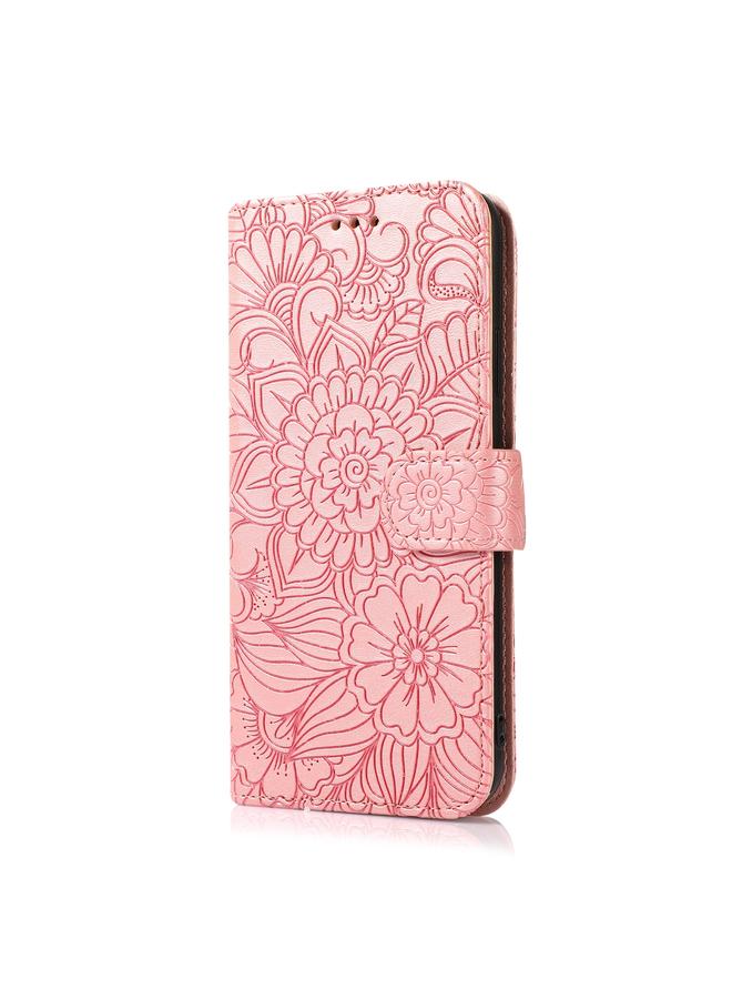 S-TOP Case For iPhone 14 Pro Skin Feel Embossed Sunflower Horizontal Leather Case - Image 2