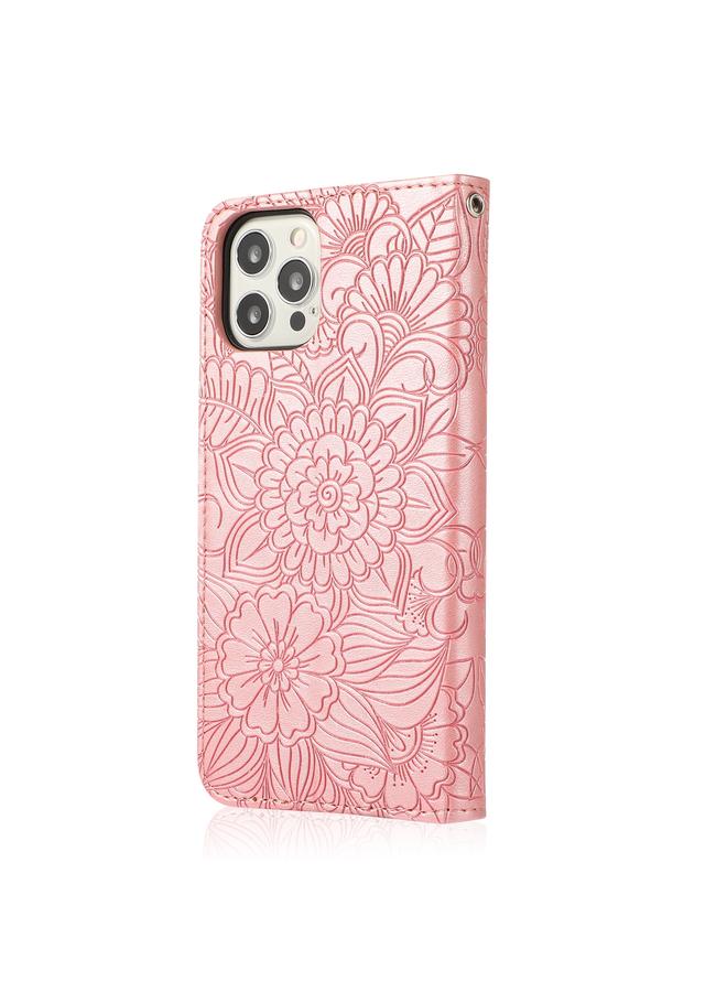 S-TOP Case For iPhone 14 Pro Skin Feel Embossed Sunflower Horizontal Leather Case - Image 3