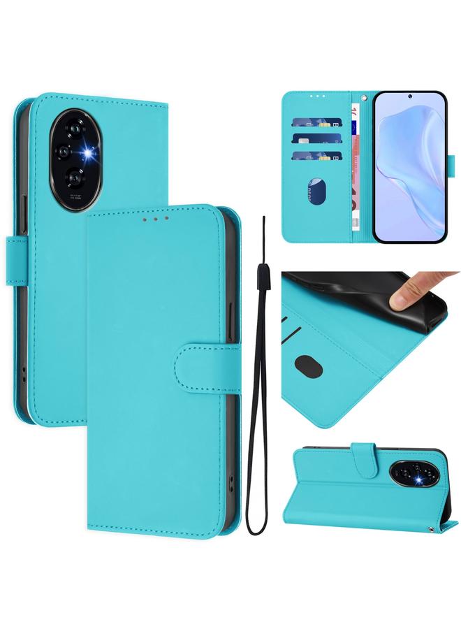 S-TOP Case For Honor 200 Skin Feel Solid Color Leather Phone Case with Lanyard - Image 1