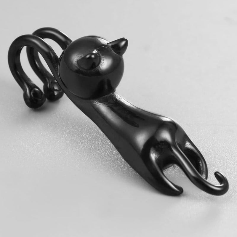 Earblity 1 Pair ear weight Cute Cat Dangle Gauges for Ear Lobe 2g(6mm) Dangle Ear Tunnels Plugs 316 Stainless Steel black Ear Weight Plugs Hypoallergenic expander Piercing Body Jewelry - Image 3