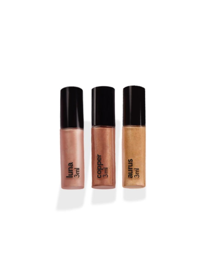 Ruby's Organics Eyeshadow Liquid Mini's Set For Women- Metallic Finish, Long Wearing, Smudge Proof, Non Irritating, Vegan, Organic, Moon Metals Pack Contains Luna, Copper and Aurus,3ml Each-Pack of 3 - Image 2