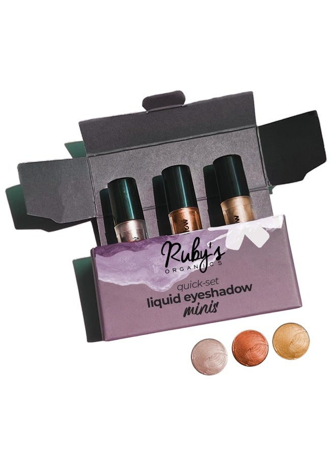 Ruby's Organics Eyeshadow Liquid Mini's Set For Women- Metallic Finish, Long Wearing, Smudge Proof, Non Irritating, Vegan, Organic, Moon Metals Pack Contains Luna, Copper and Aurus,3ml Each-Pack of 3 - Image 3