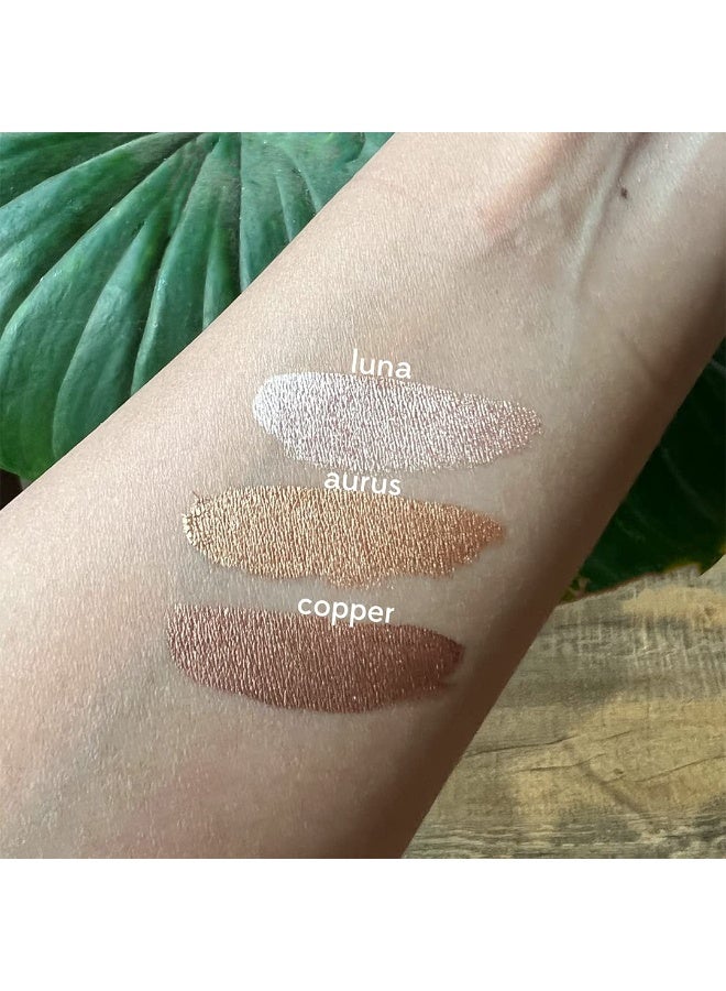 Ruby's Organics Eyeshadow Liquid Mini's Set For Women- Metallic Finish, Long Wearing, Smudge Proof, Non Irritating, Vegan, Organic, Moon Metals Pack Contains Luna, Copper and Aurus,3ml Each-Pack of 3 - Image 4