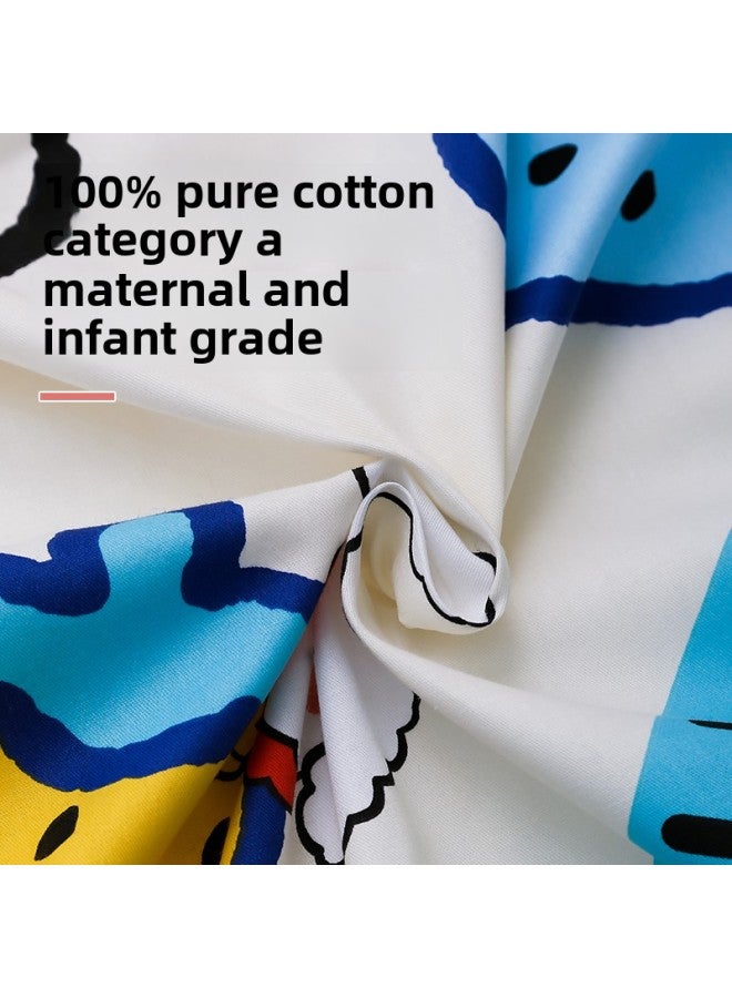 # Kindergarten Mattress Cover Pure Cotton Cartoon Cotton Mattress Cover Cotton Soft Cushion Quilt Cover Zipper Cover-Color:Robot [60-count Type A Quilt Cover]-Specifications:135x60cm - Image 3