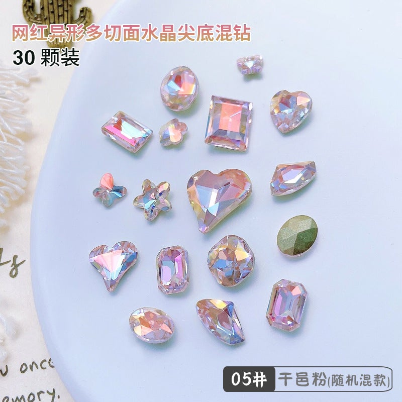 Princess Series Crystal Nail Diamonds – 30 Colorful Mixed Shapes for Manicure - Image 1