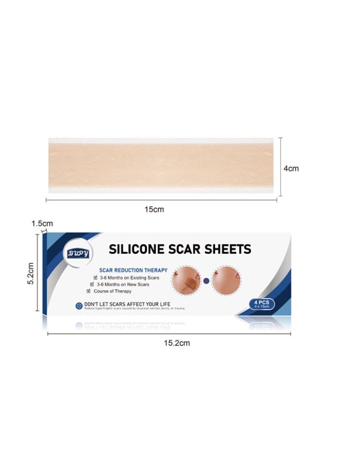 Monda Silicone Scar Tape, Medical Silicone Scar Removal Sheet, Treatment Waterproof Silicone Scar Sheet，painless Silicone Gel Strips，Fade Scar Effective for C-Section, Burn, Surgery & Acne Scars（4-pack） - Image 5