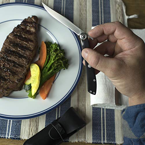 Kai Folding Personal Steak Knife, 3.25” Handcrafted Japanese Knife, Japanese 420J2 Stainless Steel Blade, Black Handle - Image 5