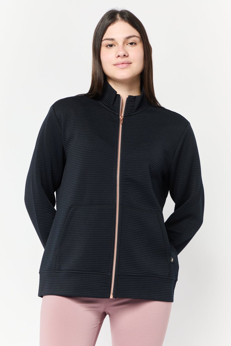 SKECHERS Women Sportswear Fit Full Zip Training Sweatshirt, Black  - Image 1