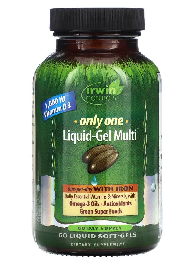 Irwin Naturals Only One Liquid-Gel Multi with Iron 60 Liquid Soft-Gels 