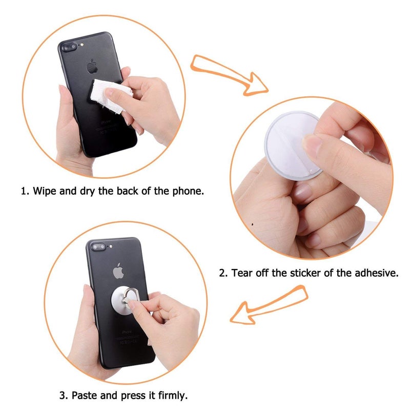 KolorFish Universal Mobile Phone Ring Stand, 360 Degree Rotation Phone Ring Stand Holder Round Shape Kickstand Finger Grip (2 Pcs) - Image 2
