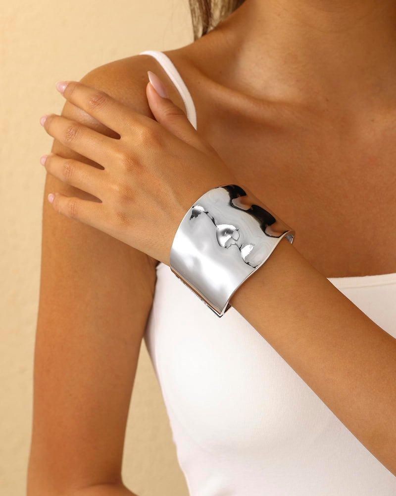 AYWFCBF Bangle Bracelets for Women | Trendy Wide Bracelets | Hinged Arm Cuff Bangles Chunky Silver Plated Bracelets for Women - Image 3