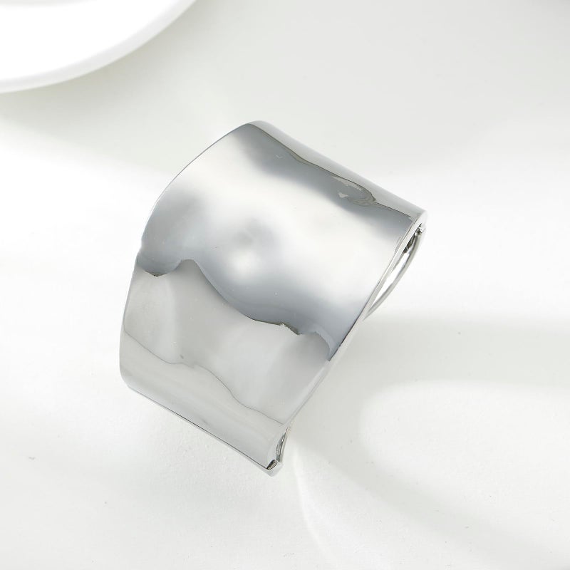 AYWFCBF Bangle Bracelets for Women | Trendy Wide Bracelets | Hinged Arm Cuff Bangles Chunky Silver Plated Bracelets for Women - Image 5