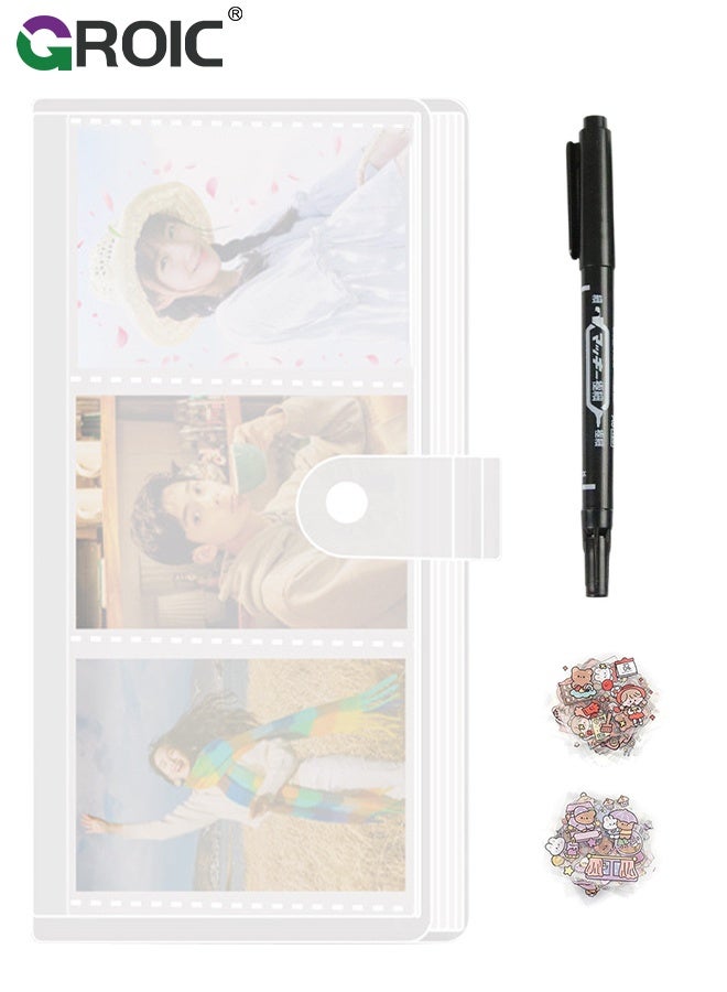 Photocard Binder Holder,240-Pocket Train Ticket and Polaroid Photo Holder, 3-Inch Photos,Album Book with Buckle for Organizing Card,3x3 Transparent Postcard Album