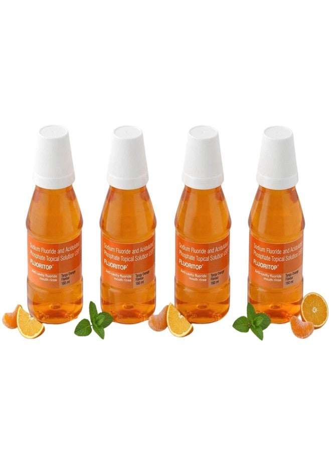 ICPA Fluoritop Anticavity Fluoride Mouthrinse (Pack of 4) | Mouthwash | 160ml Each - Tangy Orange Flavor Oral Rinse for Cavity Prevention & Fresh Breath - Safe for Adults - Image 1