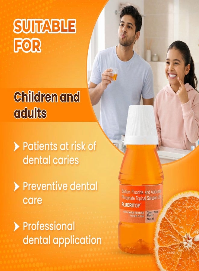 ICPA Fluoritop Anticavity Fluoride Mouthrinse (Pack of 4) | Mouthwash | 160ml Each - Tangy Orange Flavor Oral Rinse for Cavity Prevention & Fresh Breath - Safe for Adults - Image 4