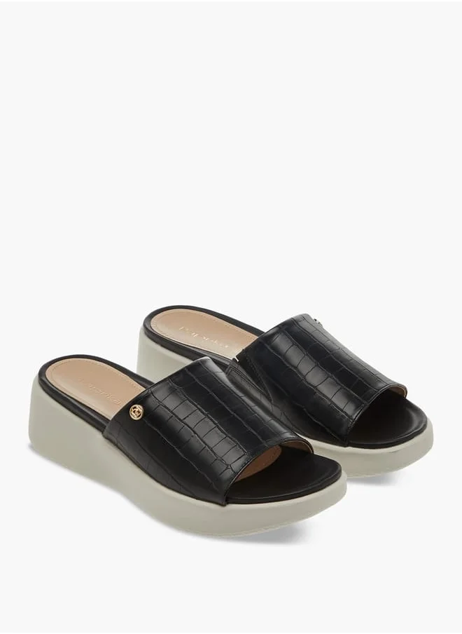 بابريكا Women's Textured Slip-On Sandals with Wedge Heel