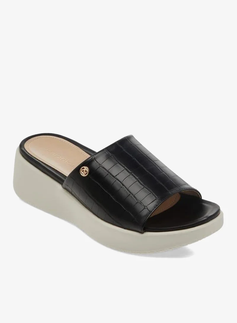 Women's Textured Slip-On Sandals with Wedge Heel