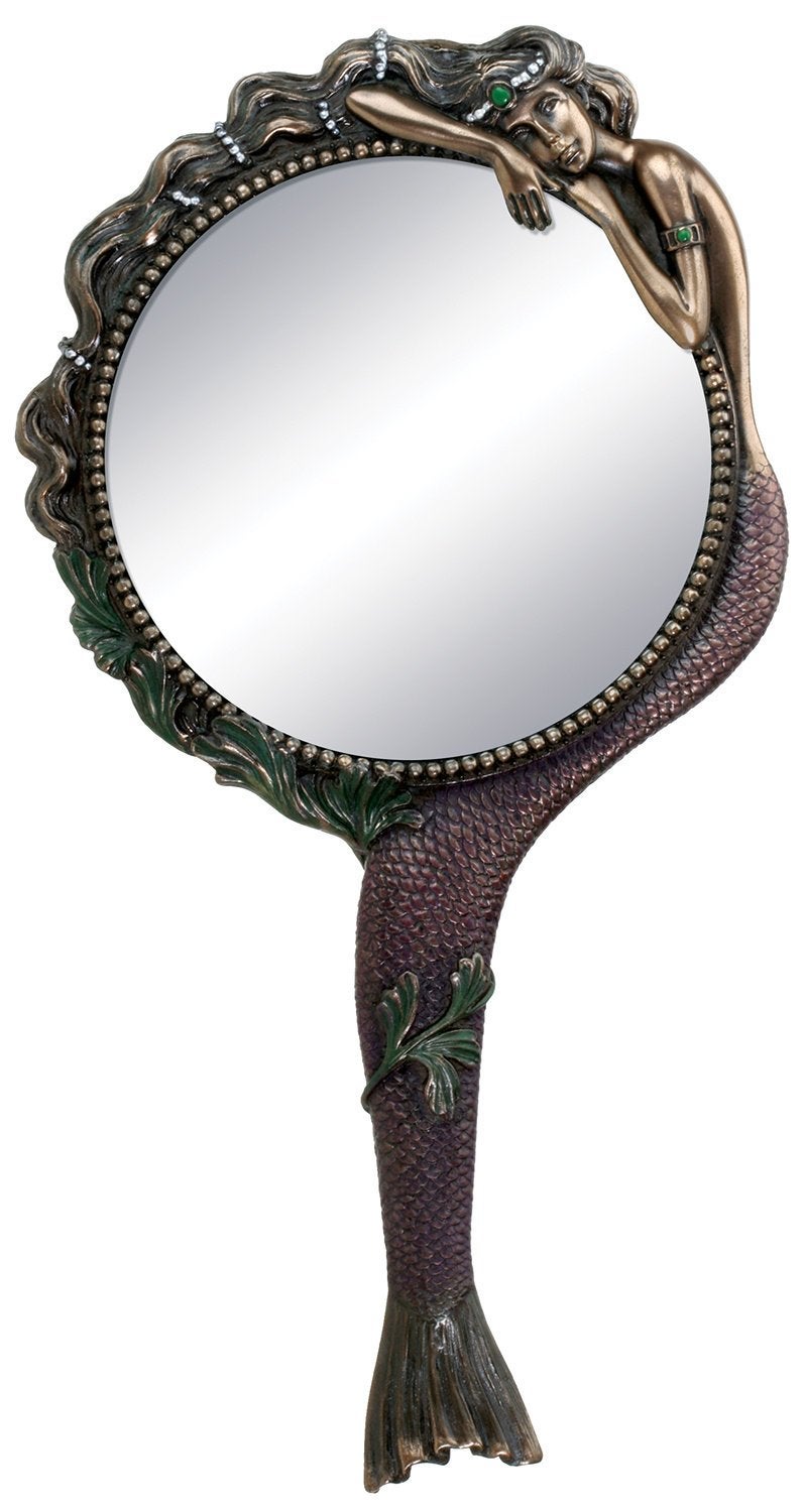 SUMMIT COLLECTION Art Nouveau Collectible Mermaid Hand Mirror Nymph Decoration 