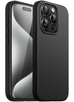 Case Up Compatible with iPhone 15 Pro 6.1 Inch Case, Premium Liquid Silicone [Camera Protection] [Soft Anti-Scratch Microfiber Lining] Shockproof Protective Slim Phone Cover for iPhone 15 Pro, Black  - Image 1